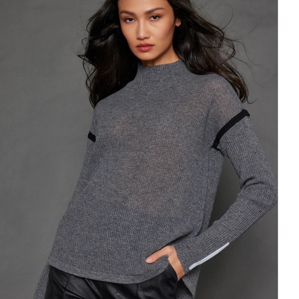 Lisa Todd‎ Sweater Womens Small Grey Cotton Cashmere Marled Old Money Softcore